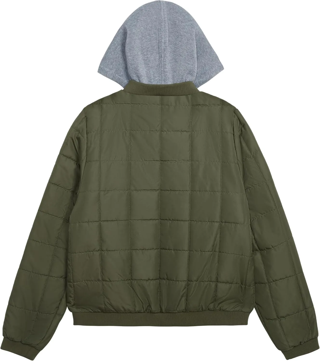 LONDON FOG Boys' Midweight Quilted Bomber Jacket with Sweatshirt Hood
