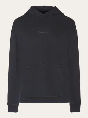 Loose fit hood sweat with logo chest print - GOTS/Vegan - Black Jet