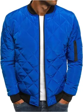 Men's Diamond Quilted Flight Bomber Jacket Lightweight Packable Warm Winter Padded Coat Varsity Multi-Purpose Outerwear
