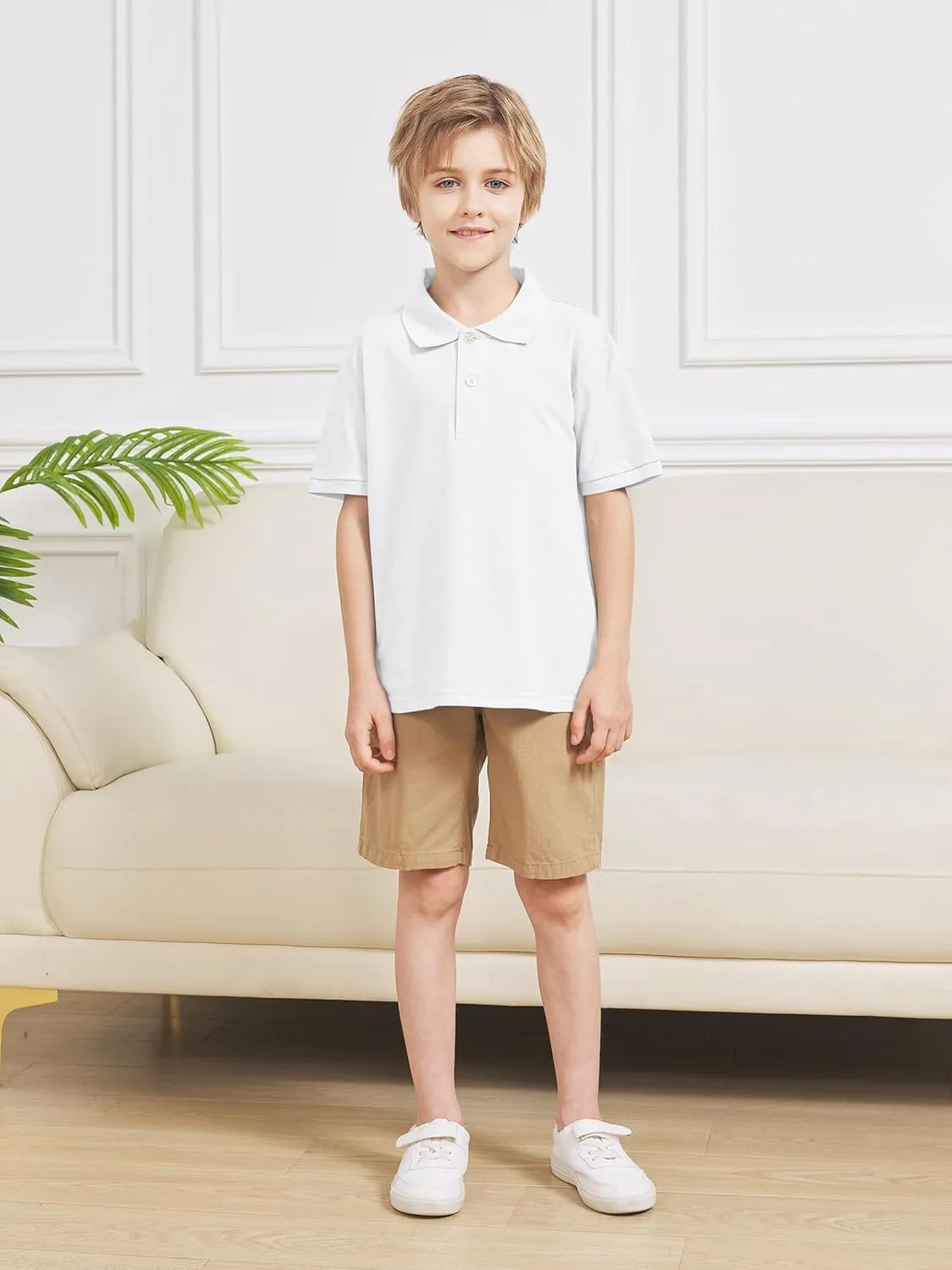 OHD 4 Pack Boys Polo Shirt Cotton School Uniform Polo Shirts for Boys Soft Kids Polo Shirt Multiple Color Short Sleeve Polo