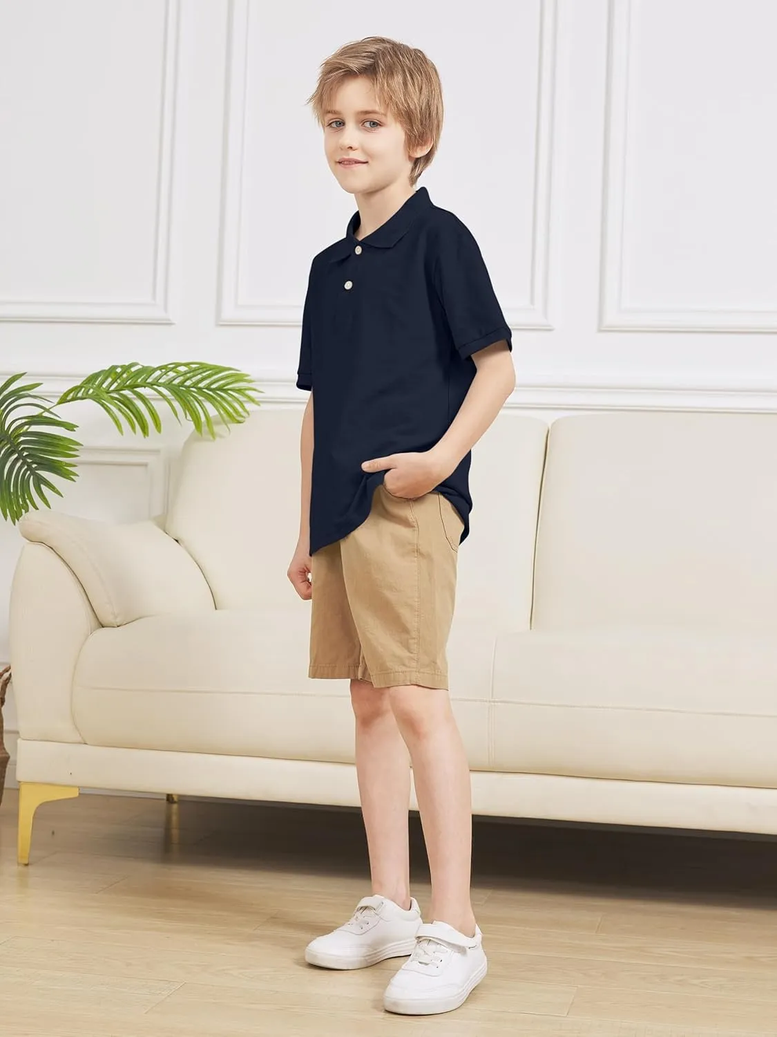 OHD 4 Pack Boys Polo Shirt Cotton School Uniform Polo Shirts for Boys Soft Kids Polo Shirt Multiple Color Short Sleeve Polo