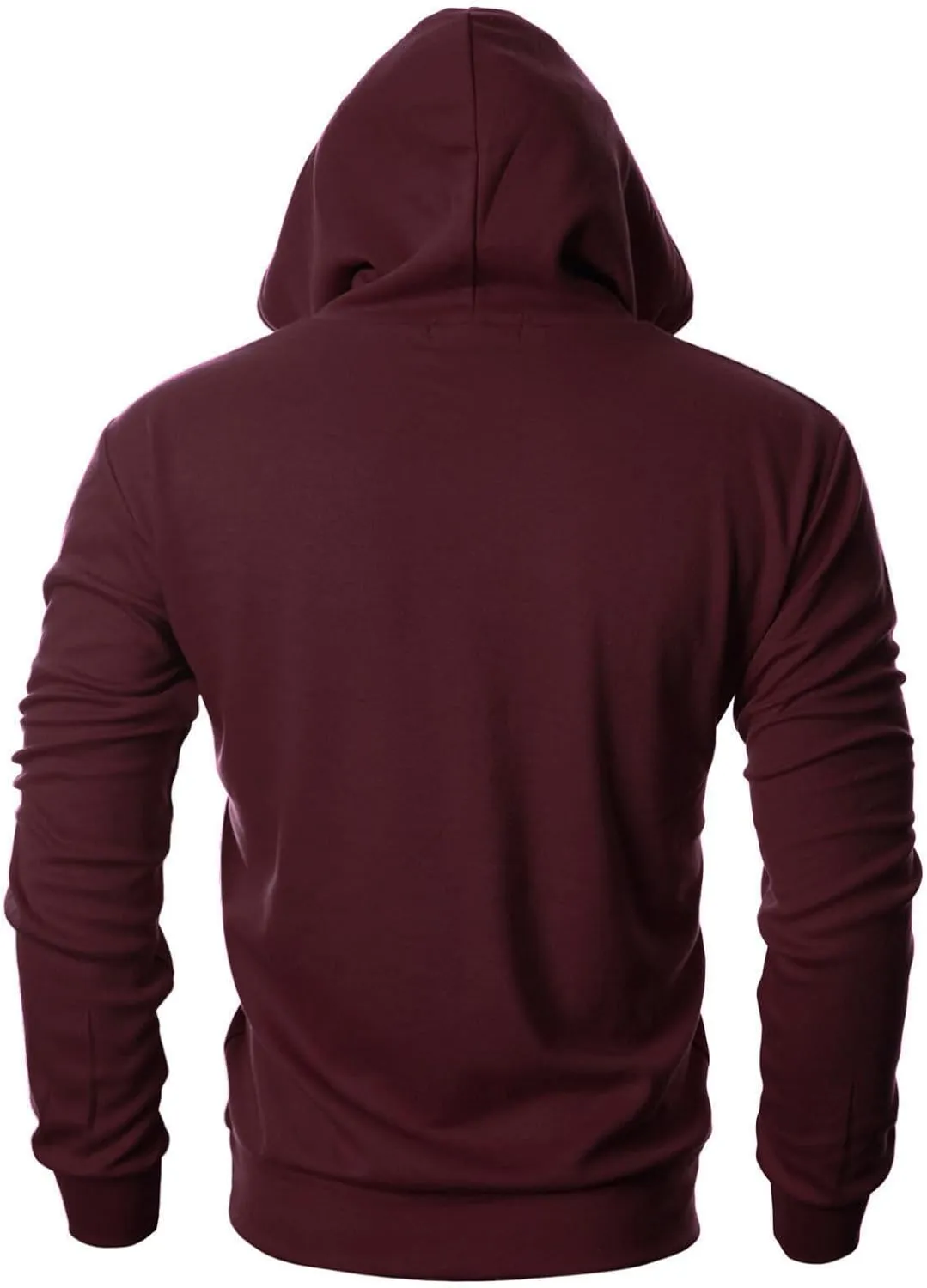 Ohoo Mens Slim Fit Basic Pullover Hoodies Sweatshirt Lightweight Long Sleeve with Kanga Pocket