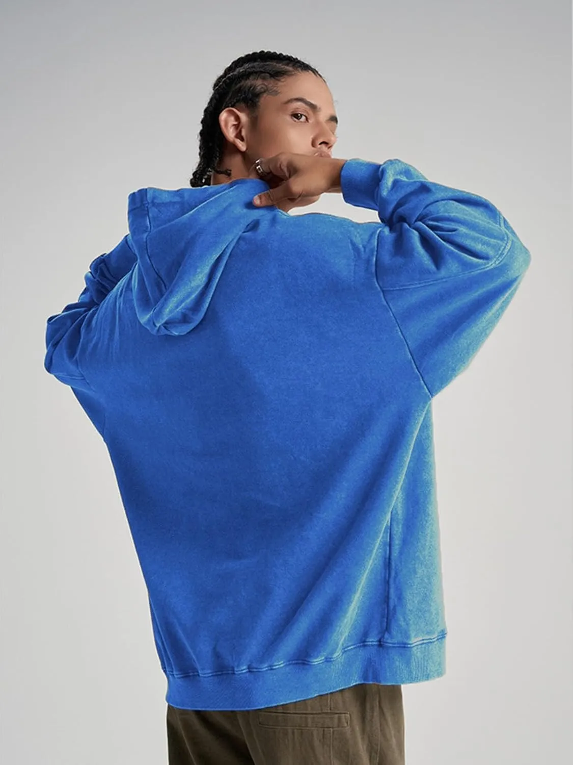Oversized Hoodie for Men Trendy Washed Sweatshirt for Adult Loose Fit Cotton Pullover for Youth