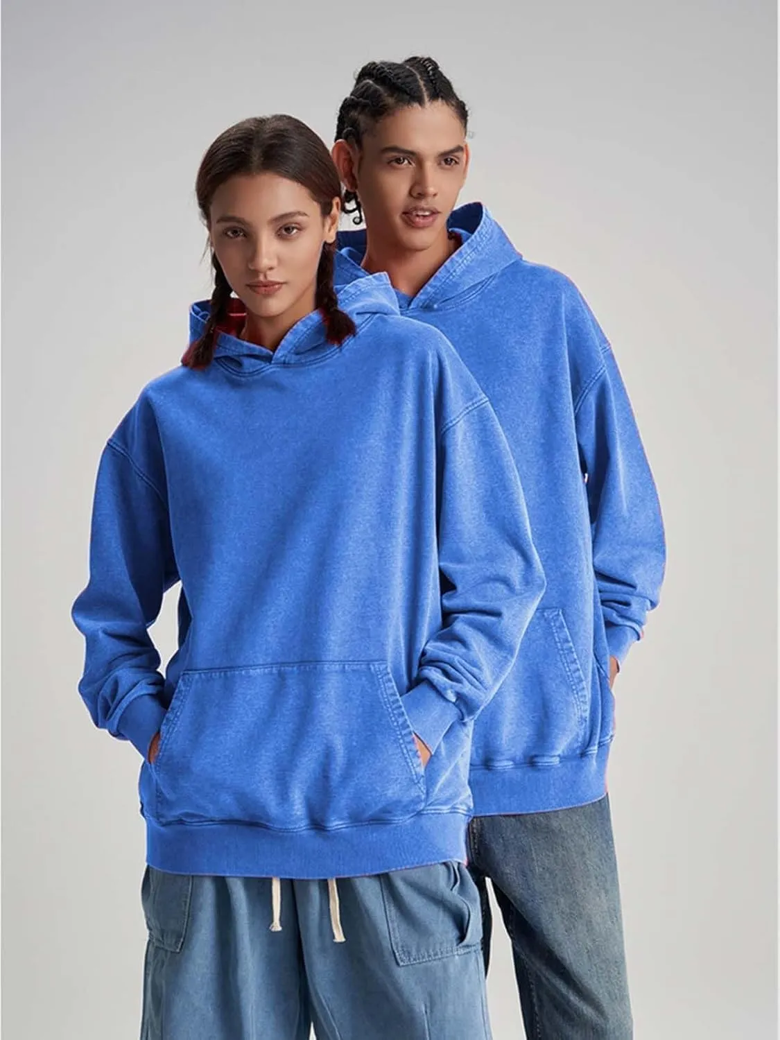 Oversized Hoodie for Men Trendy Washed Sweatshirt for Adult Loose Fit Cotton Pullover for Youth