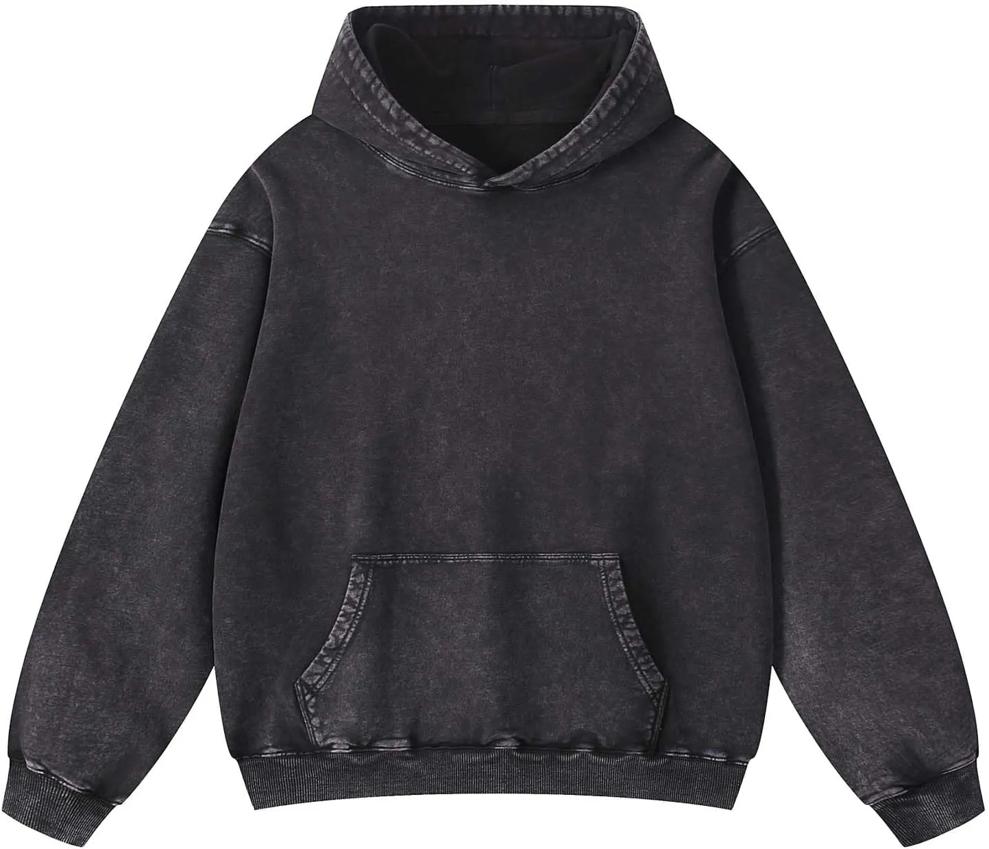 Oversized Hoodie for Men Trendy Washed Sweatshirt for Adult Loose Fit Cotton Pullover for Youth