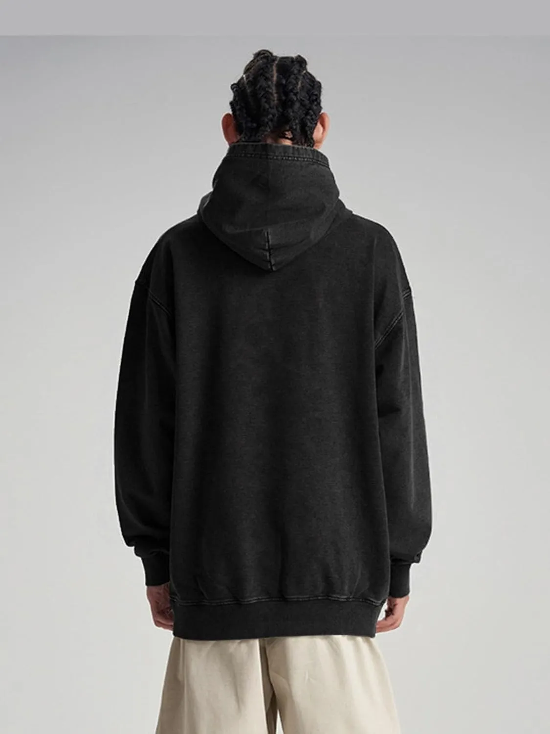 Oversized Hoodie for Men Trendy Washed Sweatshirt for Adult Loose Fit Cotton Pullover for Youth