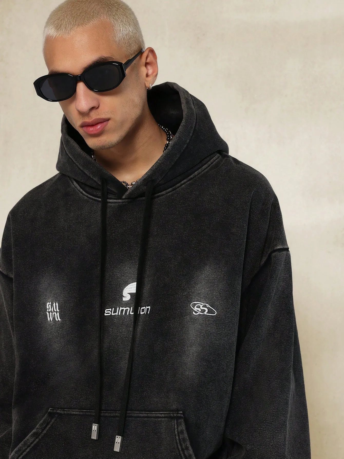 Oversized Premium Heavyweight Washed Hoodie With Graphic Print