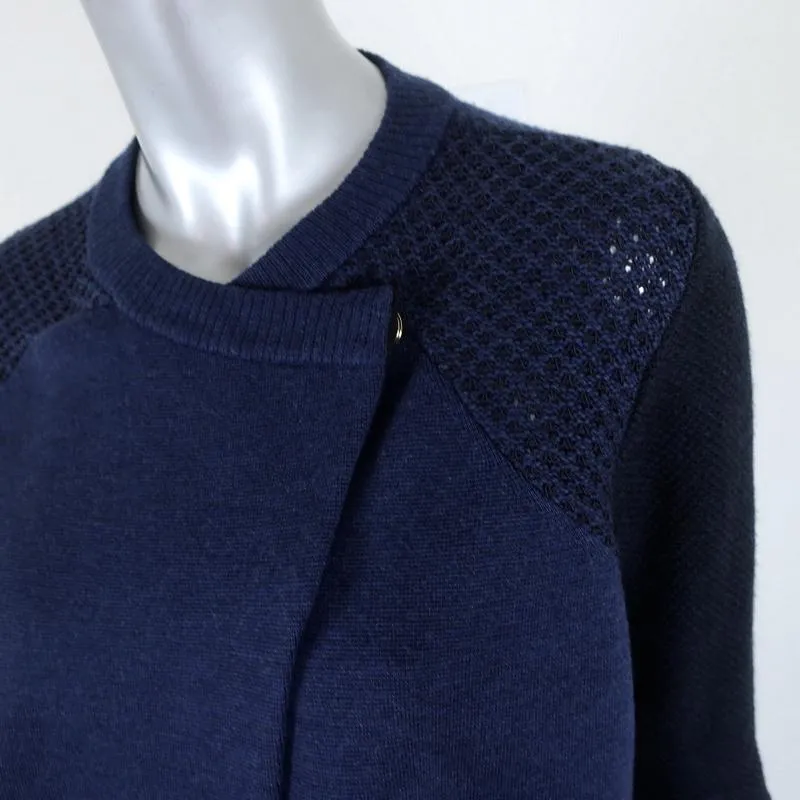 Proenza Schouler Cardigan Navy Paneled Knit Size Medium Asymmetric Sweater