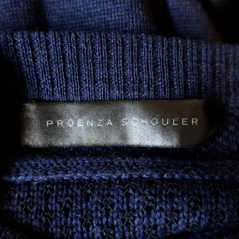 Proenza Schouler Cardigan Navy Paneled Knit Size Medium Asymmetric Sweater