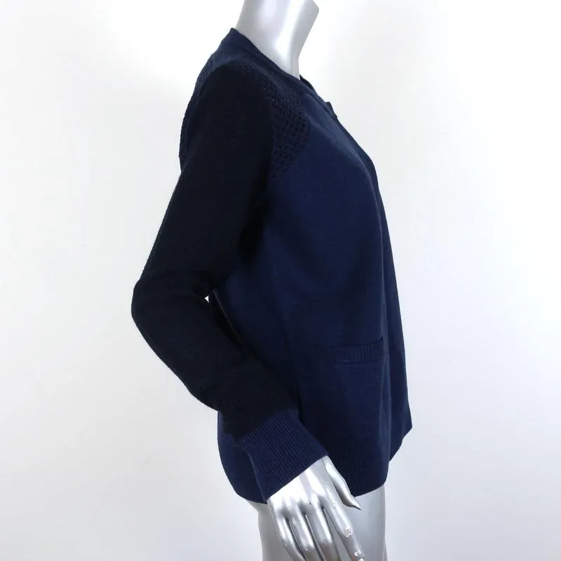 Proenza Schouler Cardigan Navy Paneled Knit Size Medium Asymmetric Sweater