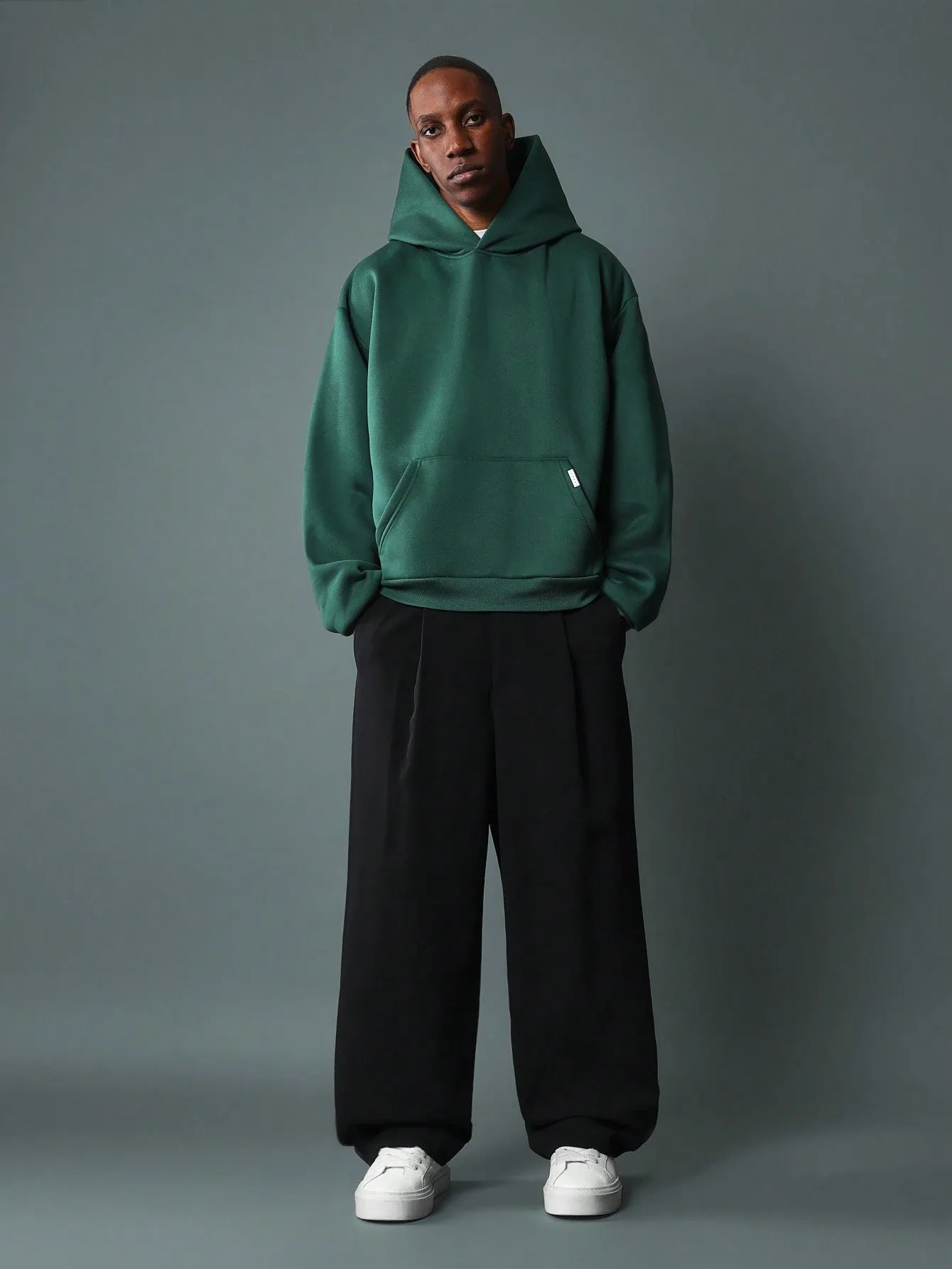 Regular Fit Overhead Hoodie With Embroidery Pattern