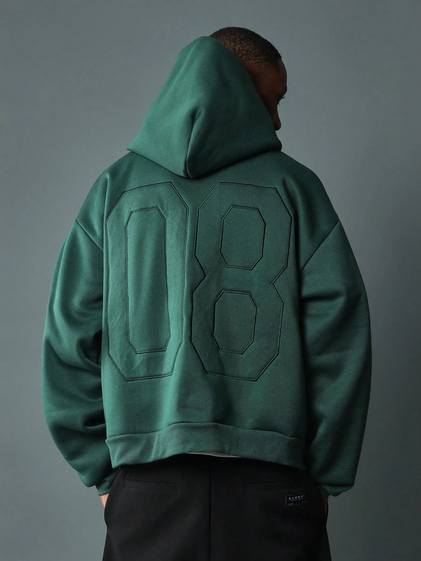 Regular Fit Overhead Hoodie With Embroidery Pattern