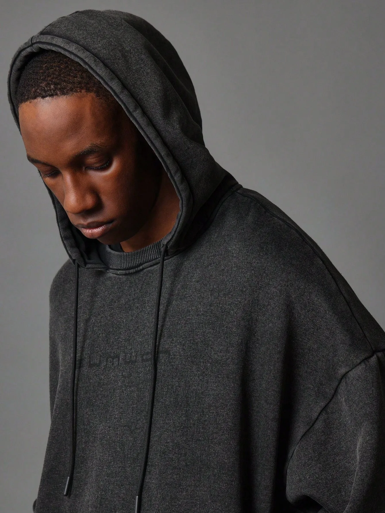 Regular Fit Overhead Washed Hoodie With Back Embroidered Torn Number Applique