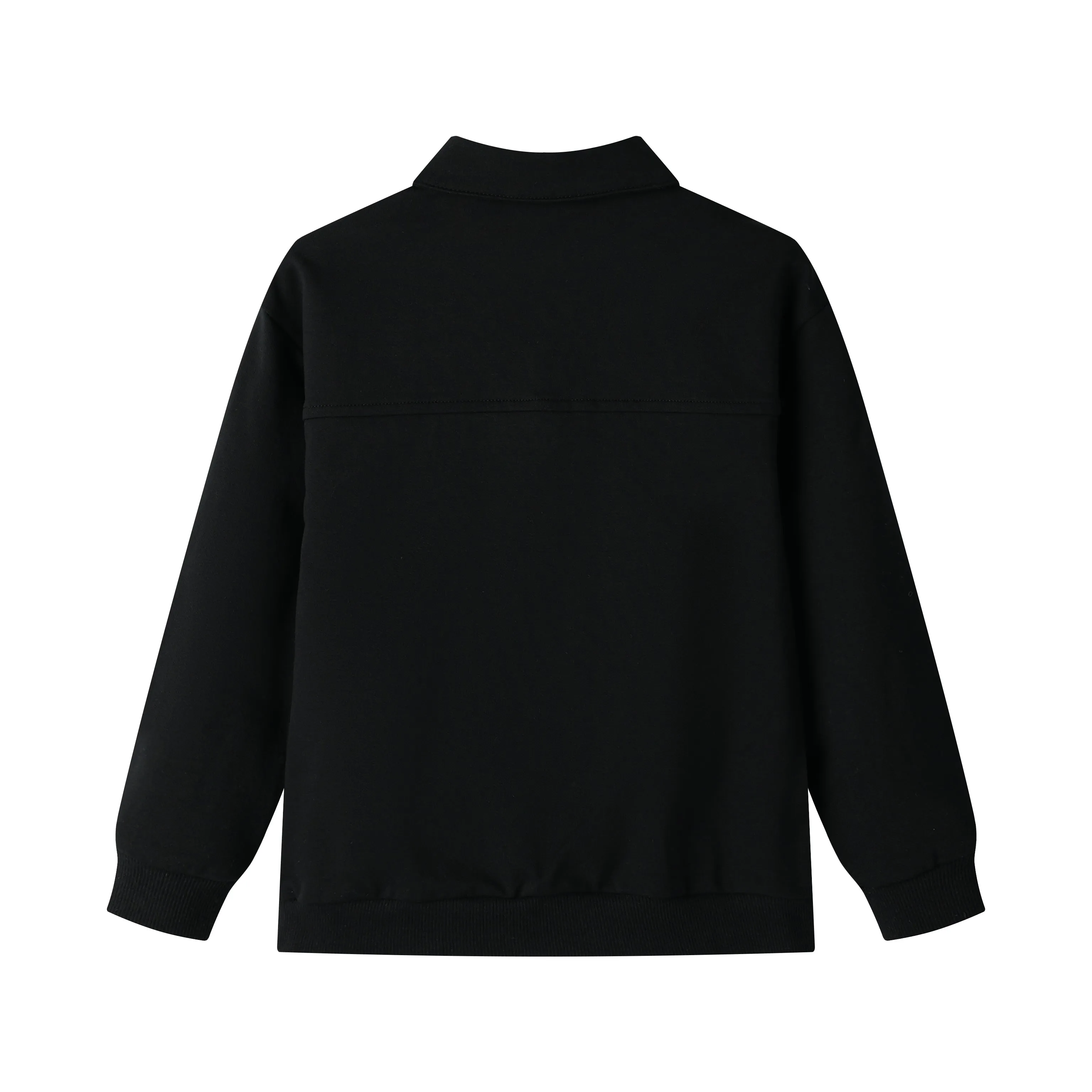SEAMED POLO SWEATSHIRT-BLACK