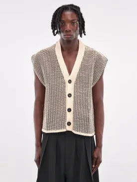 Sleeveless Knit Cardigan (RM251-009-NATURAL-BLACK)