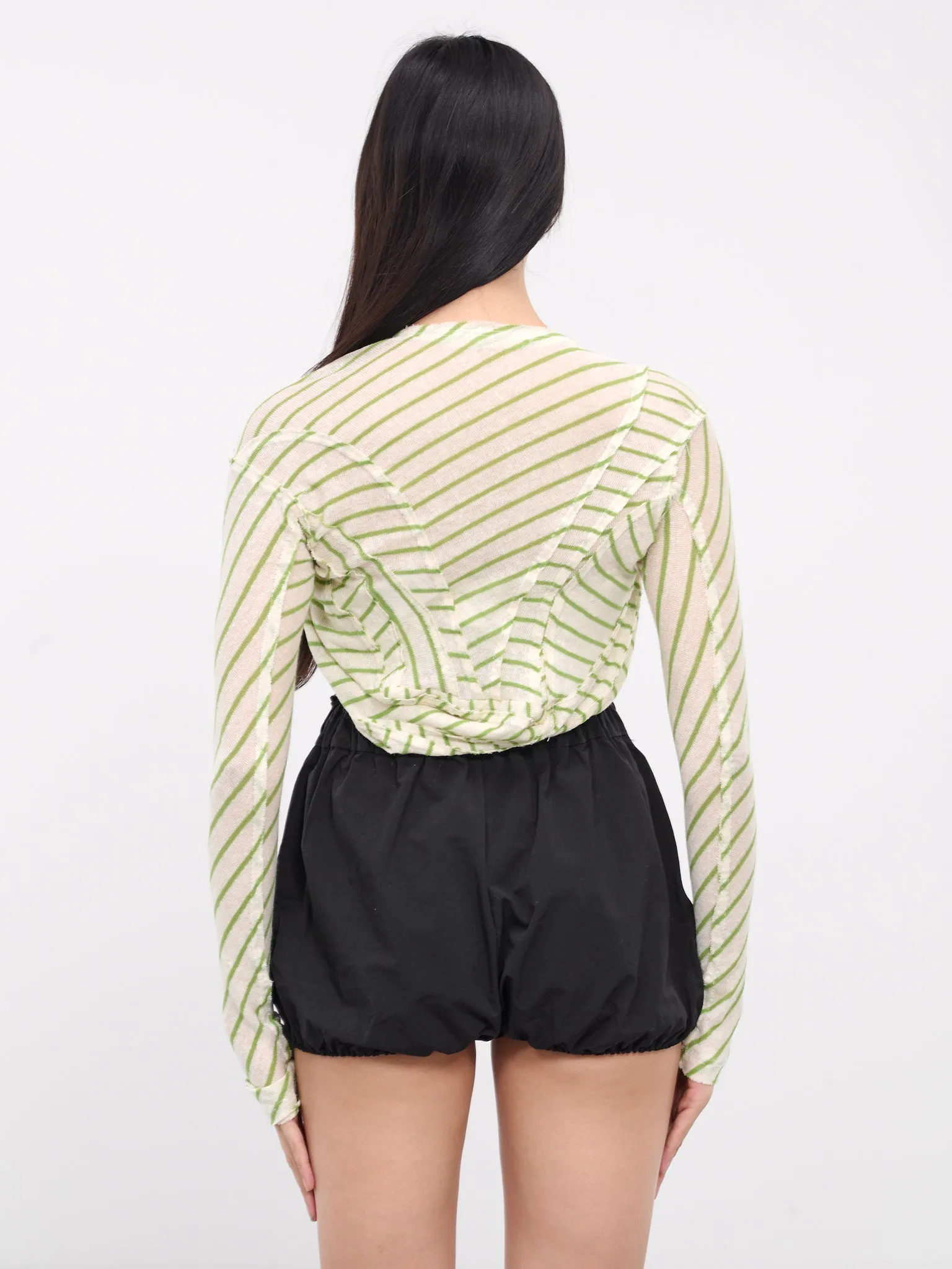 Striper Bolero Cardigan (BOLERO-GREEN-WHITE-STRIPE)