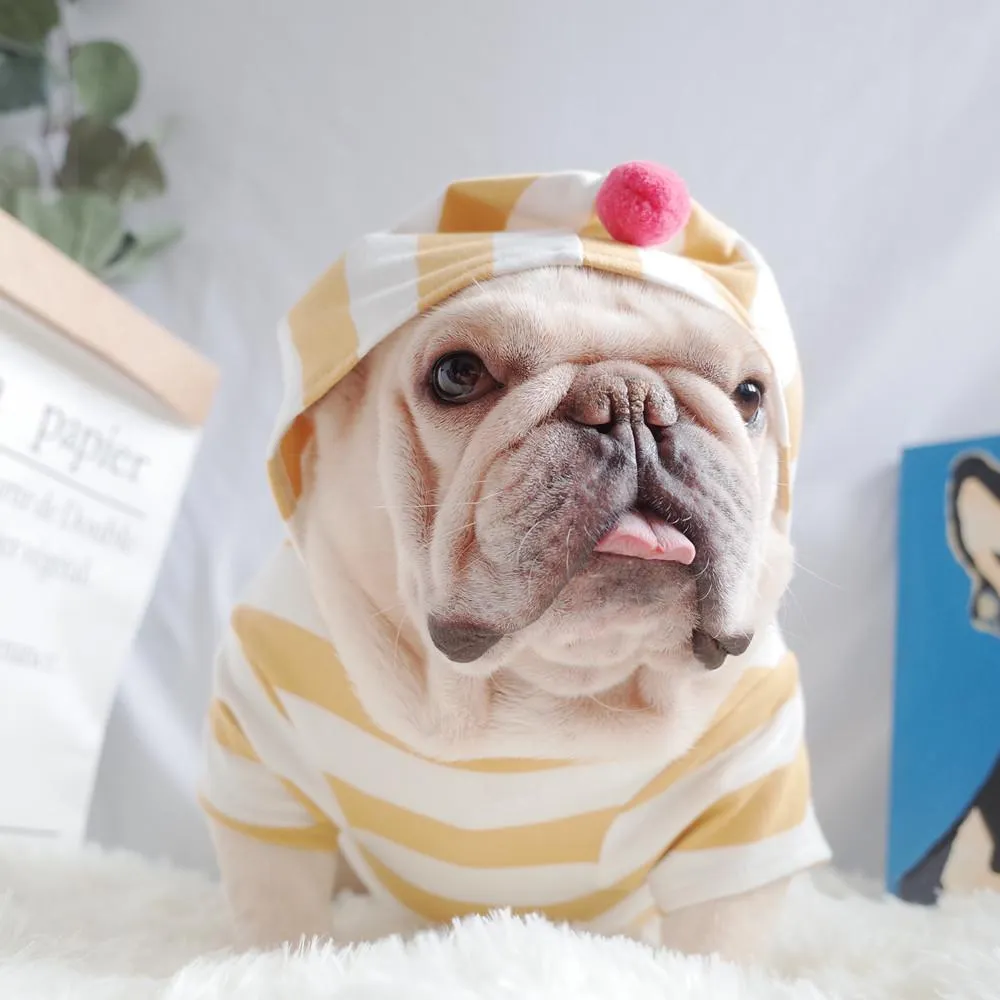 Summer striped hoodie for pet wear