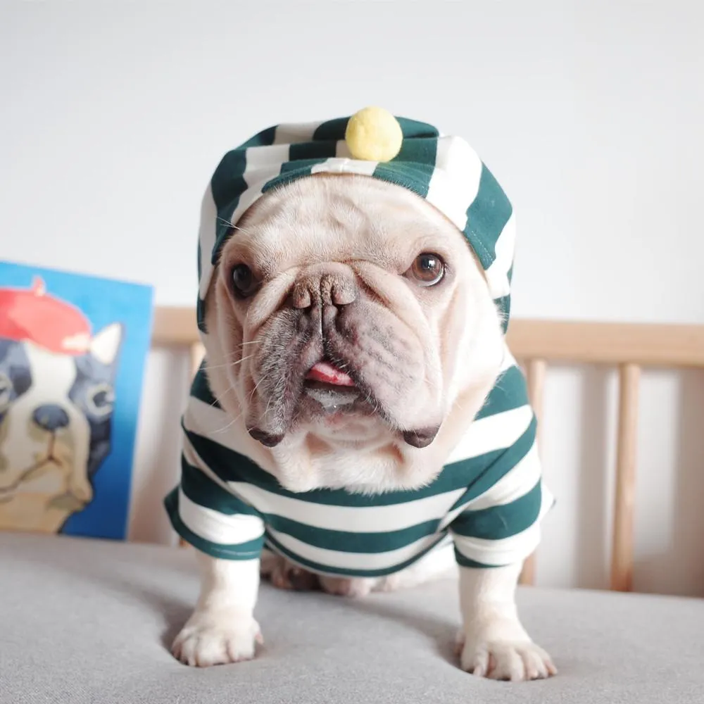 Summer striped hoodie for pet wear