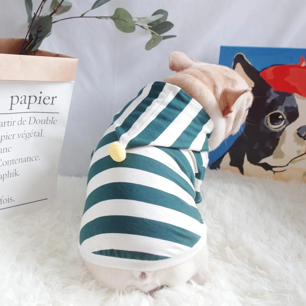 Summer striped hoodie for pet wear