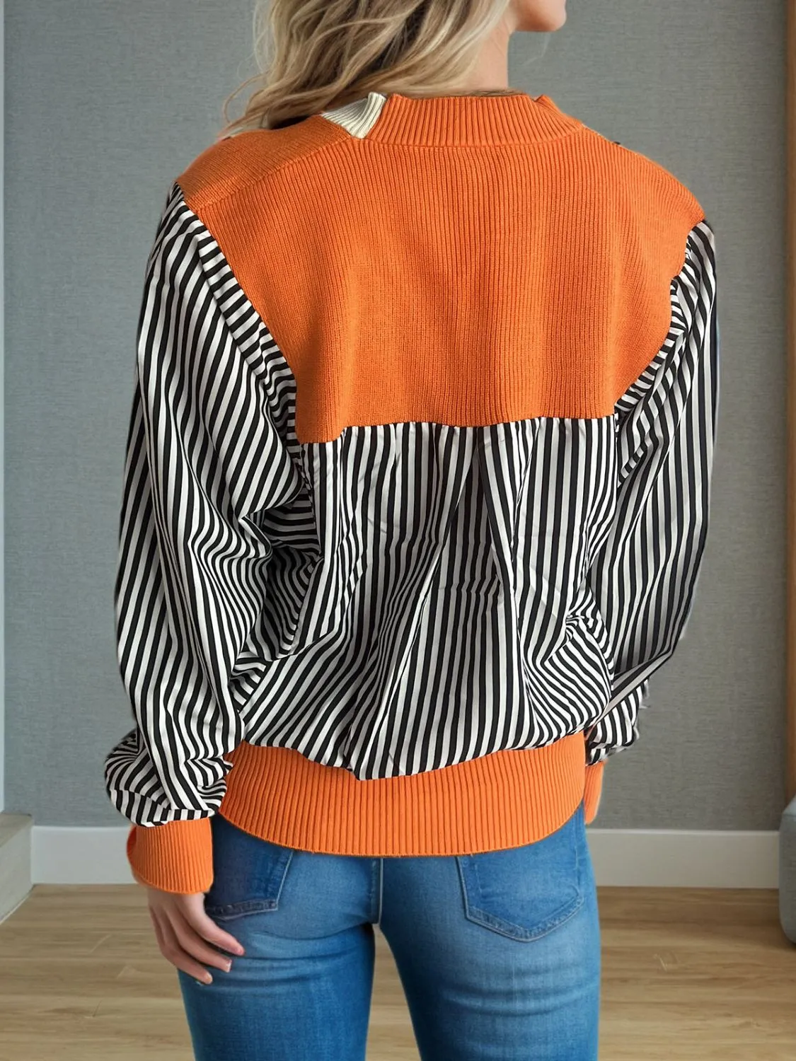 TEEK - Sriped Button Down Long Sleeve Cardigan