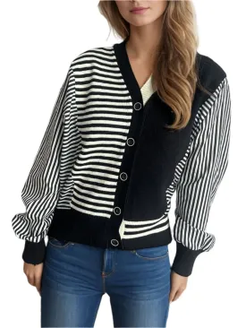 TEEK - Sriped Button Down Long Sleeve Cardigan