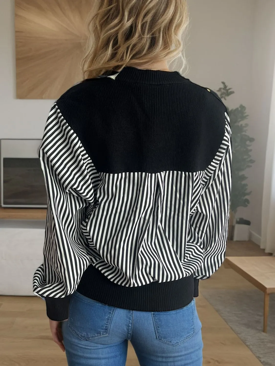 TEEK - Sriped Button Down Long Sleeve Cardigan
