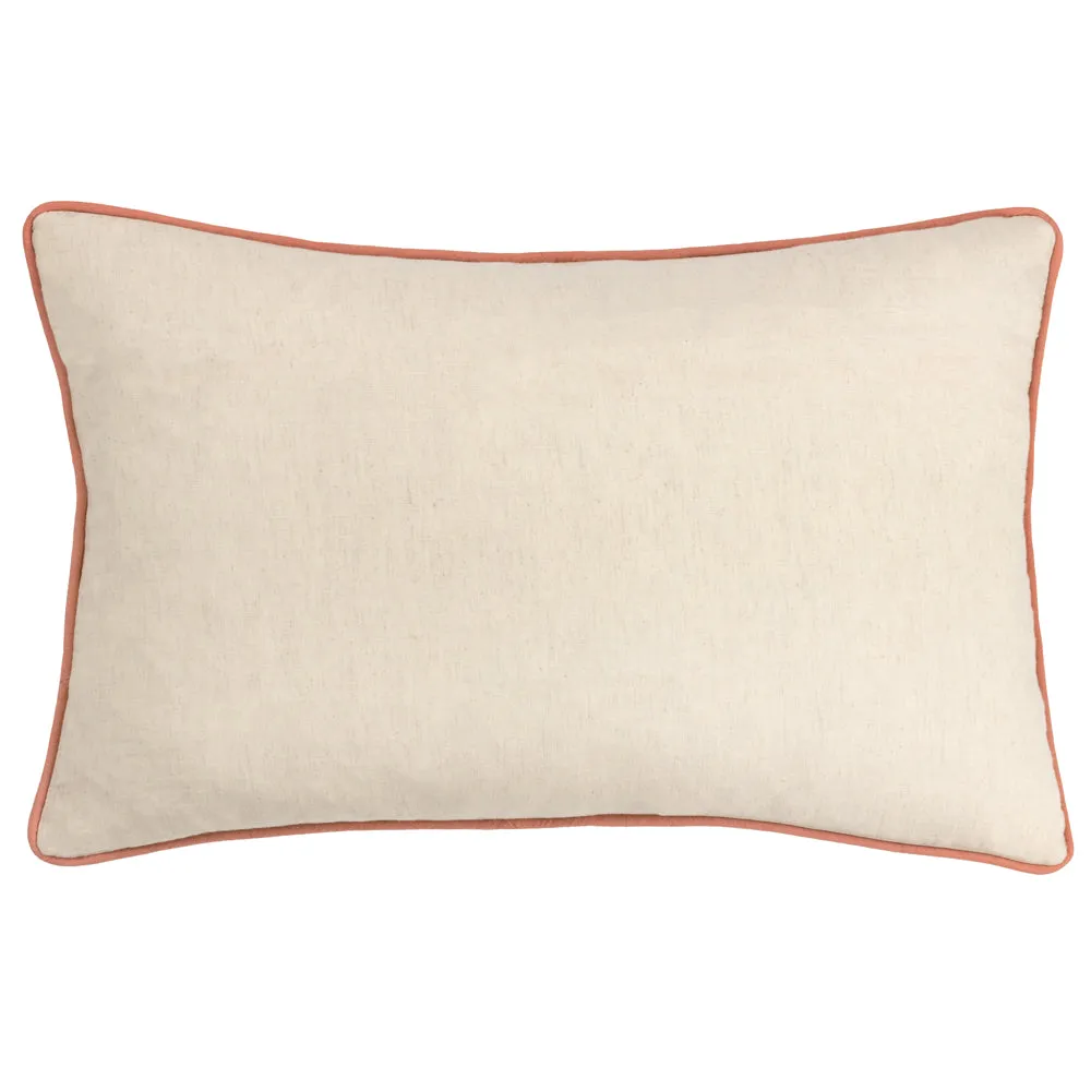 Tulna Embroidered Piped Cushion Sage/Caramel