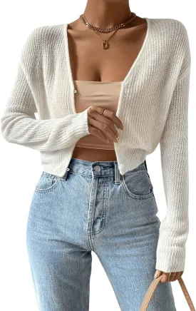 Verdusa Women's Drop Shoulder Long Sleeve Button Up Knit Cardigan Sweater