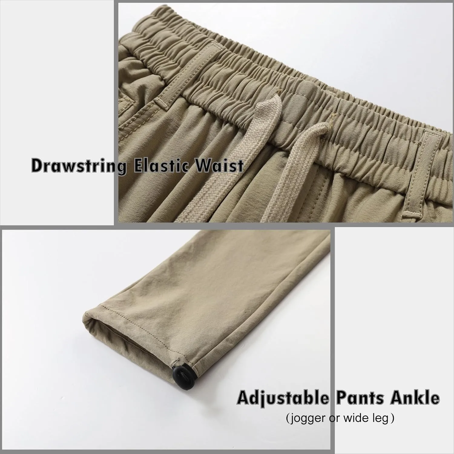 Vexalon Boys Cargo Joggers Pants Stretch Elastic Waist Drawstring Kids' Hiking Pants Youth Tapered Sweatpants 6 Pockets