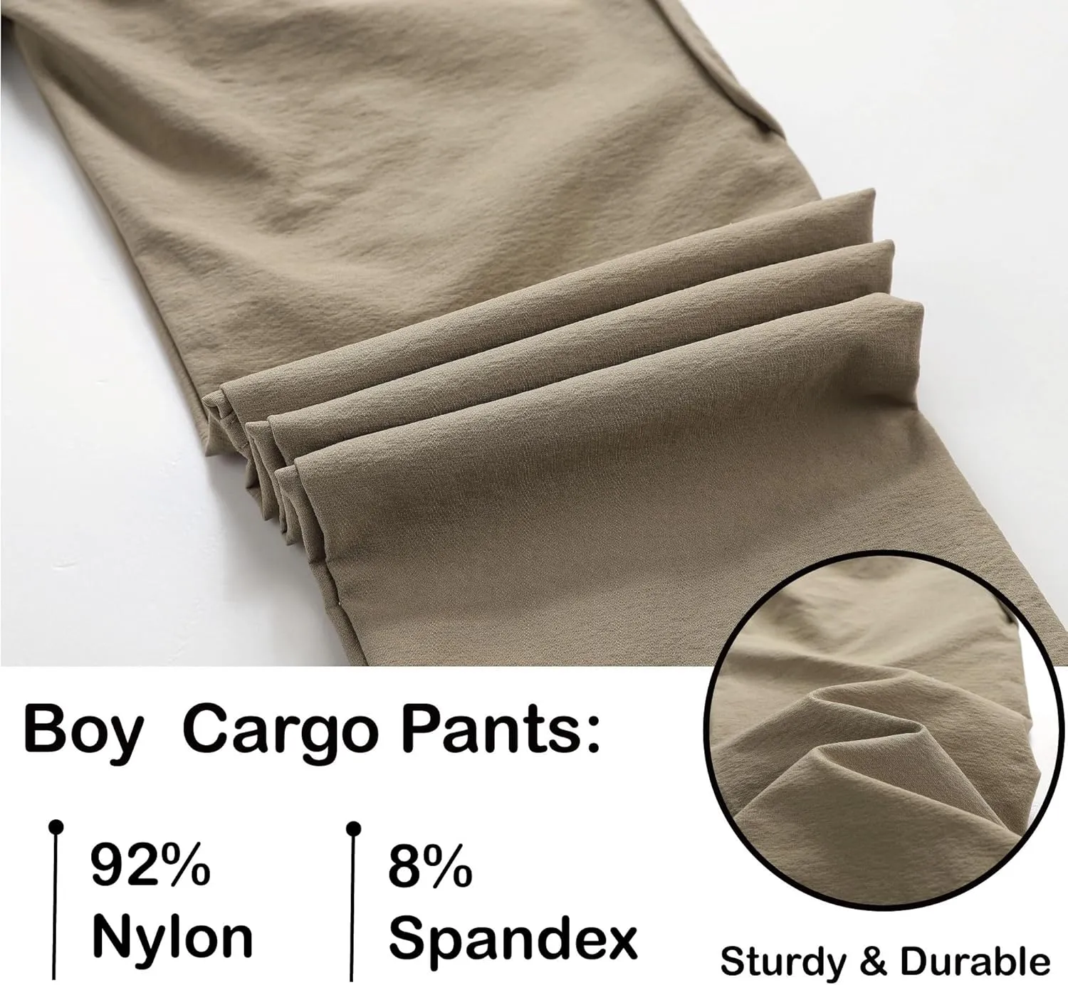 Vexalon Boys Cargo Joggers Pants Stretch Elastic Waist Drawstring Kids' Hiking Pants Youth Tapered Sweatpants 6 Pockets