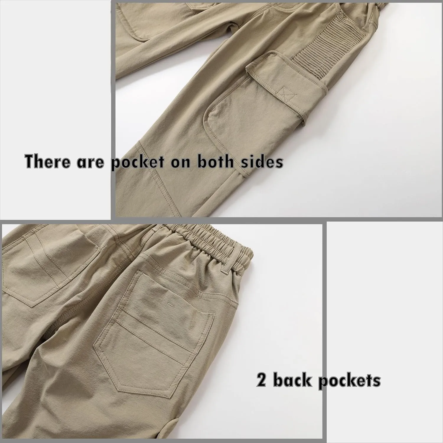 Vexalon Boys Cargo Joggers Pants Stretch Elastic Waist Drawstring Kids' Hiking Pants Youth Tapered Sweatpants 6 Pockets