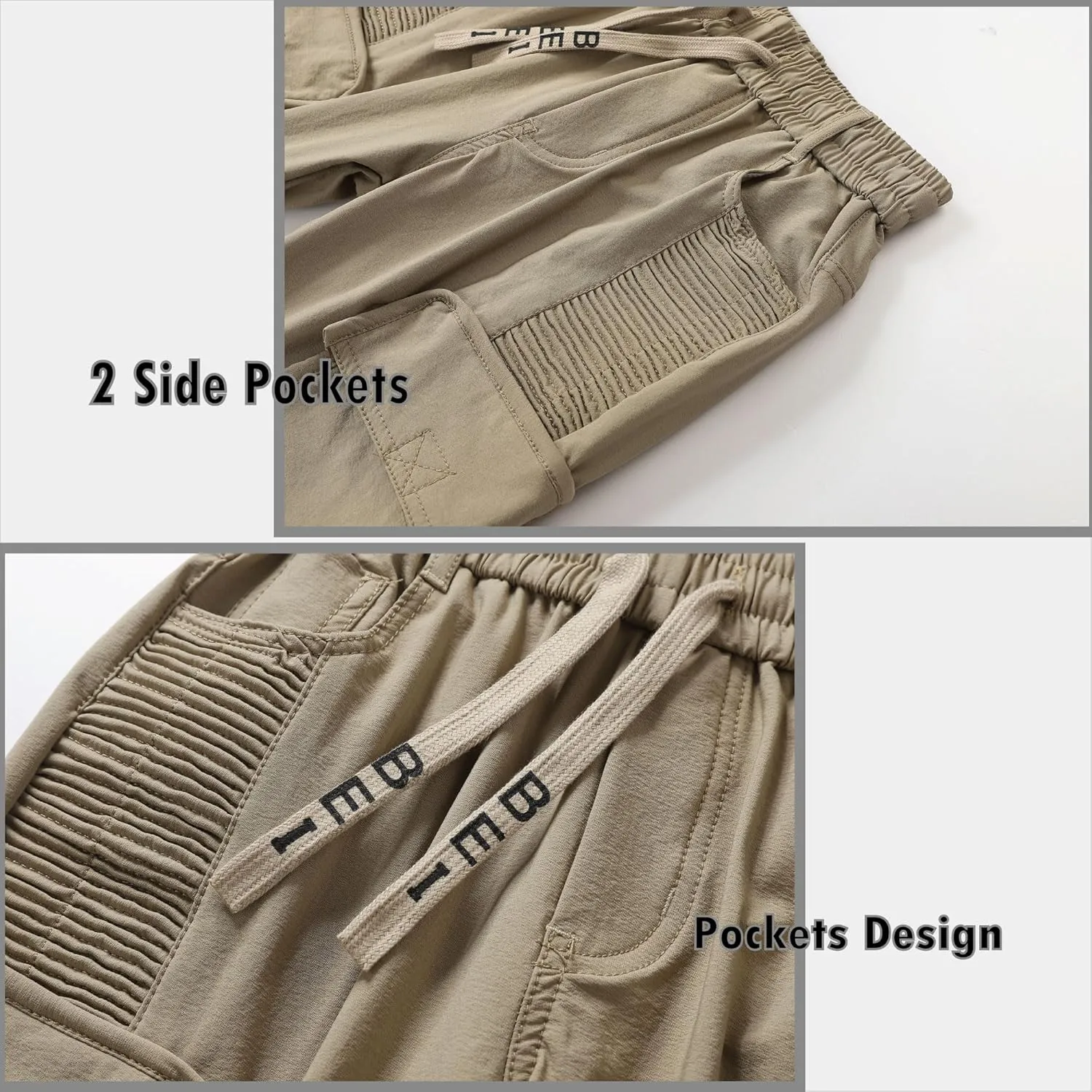 Vexalon Boys Cargo Joggers Pants Stretch Elastic Waist Drawstring Kids' Hiking Pants Youth Tapered Sweatpants 6 Pockets