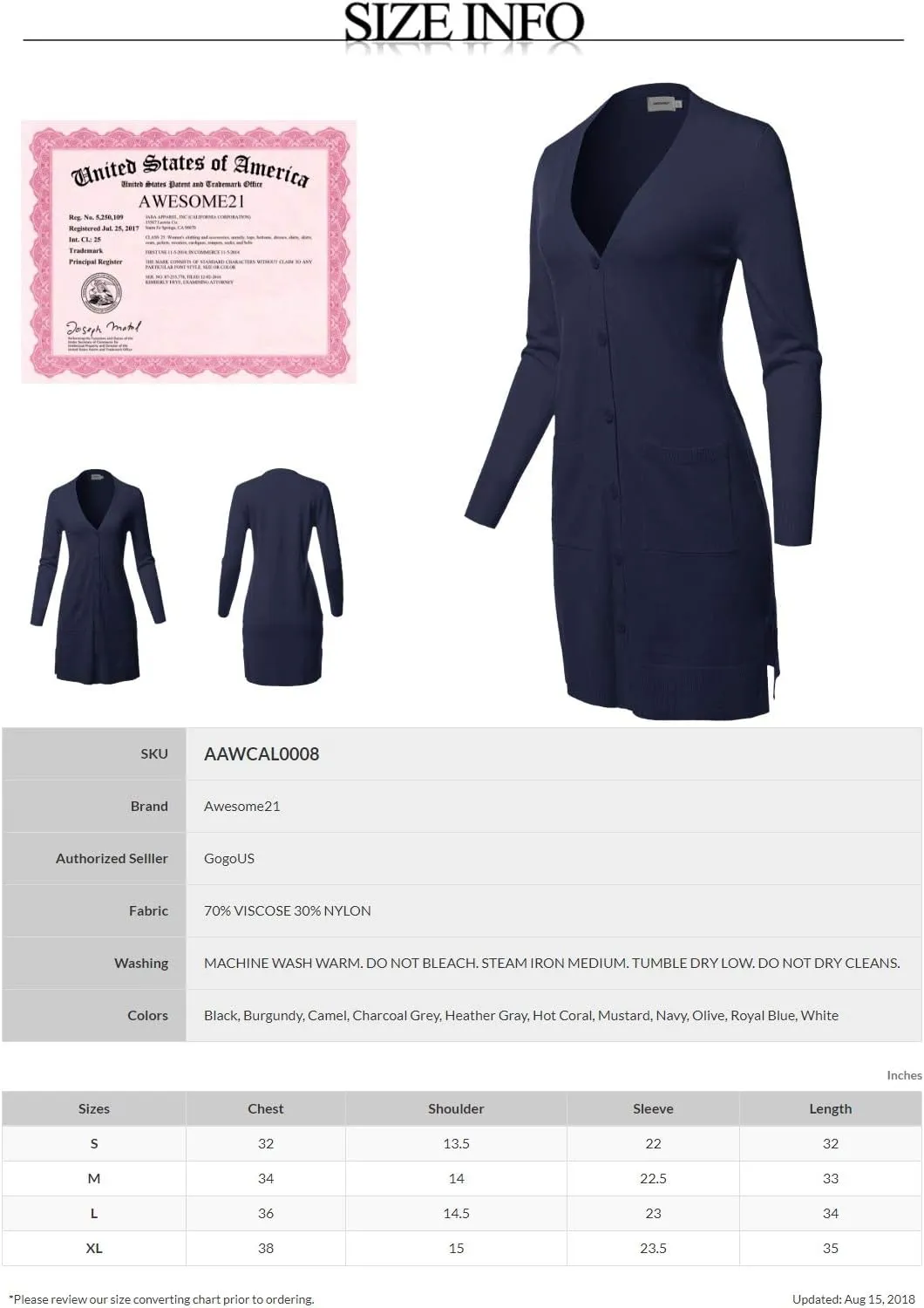 Women's Casual Button Up Long-Line Sweater Viscose Knit Cardigan