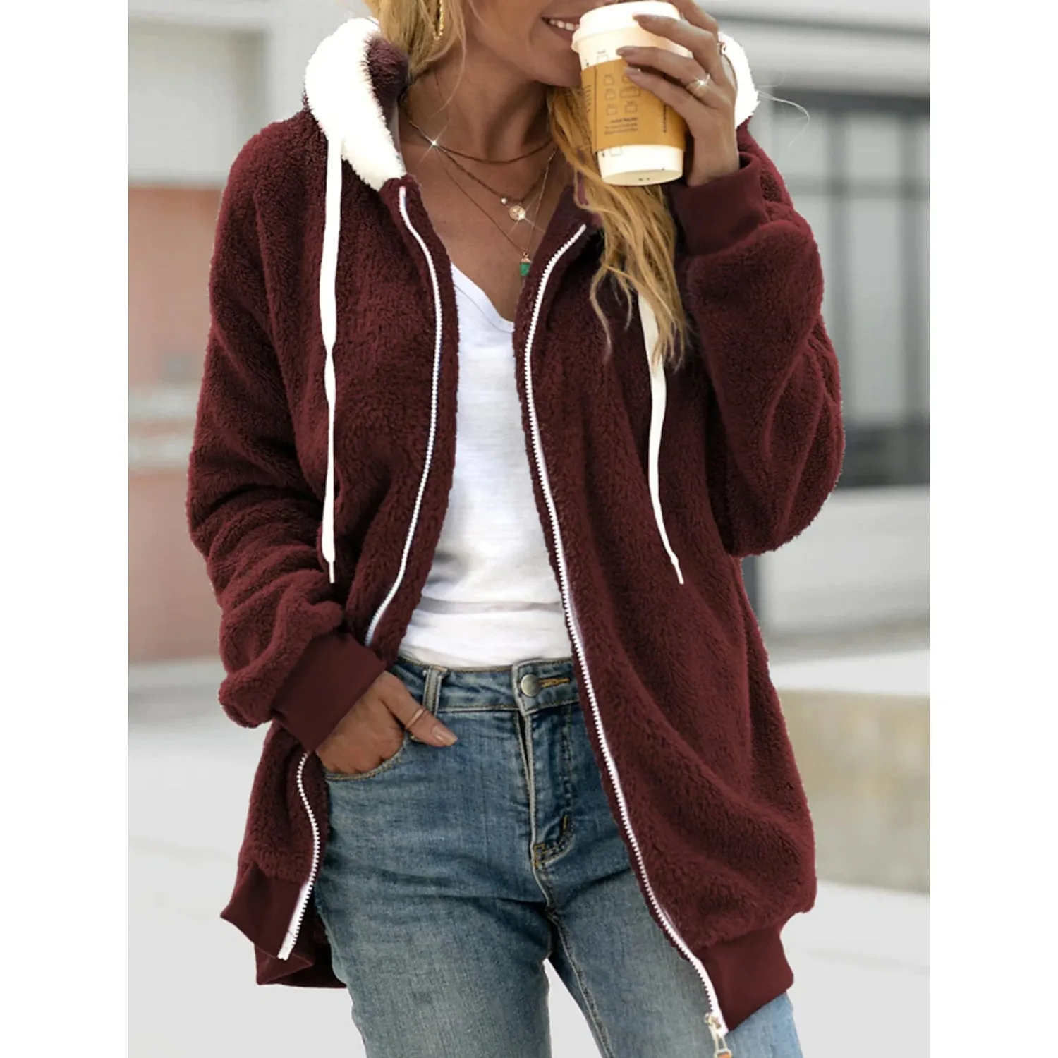 Women's Zip Fleece Hoodie Sweatshirt