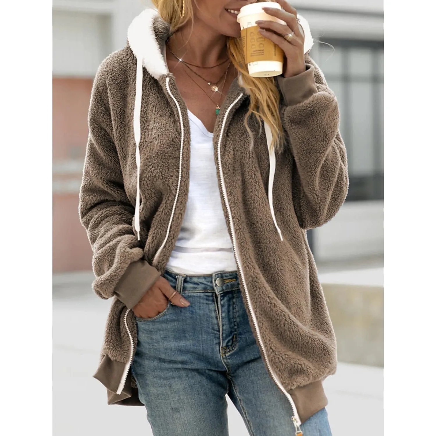 Women's Zip Fleece Hoodie Sweatshirt