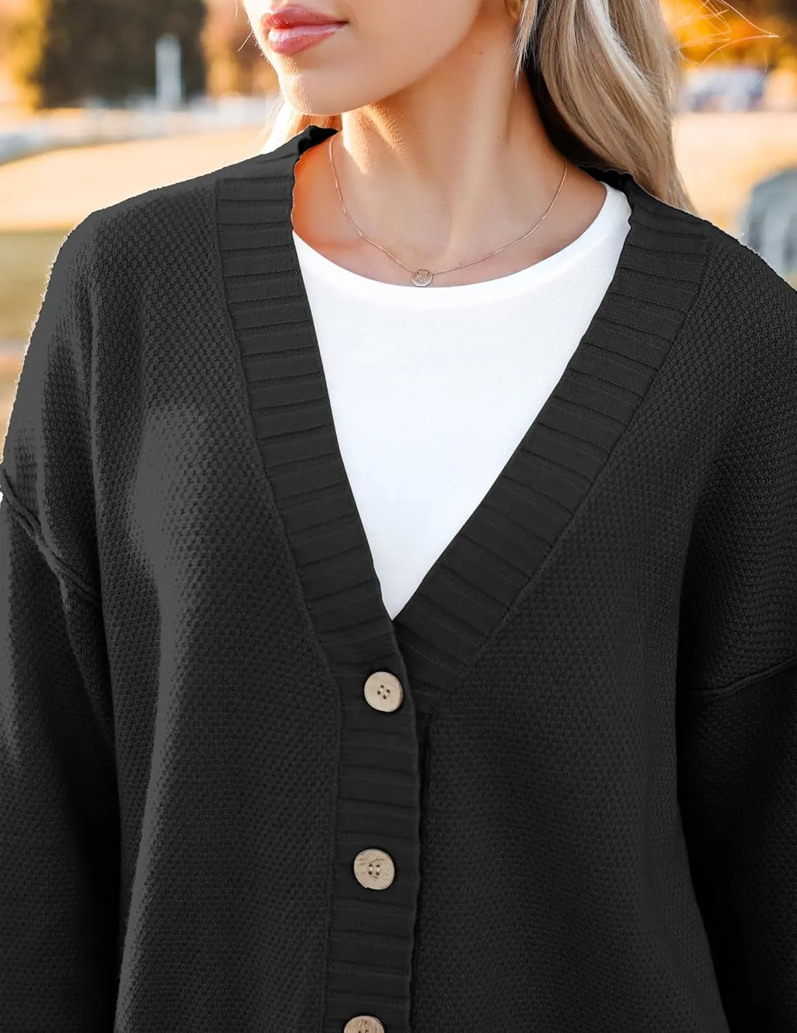 Zeagoo Women's Cardigan 2024 Fall Winter Open Front Oversized Button V Neck Loose Soft Knit Sweater