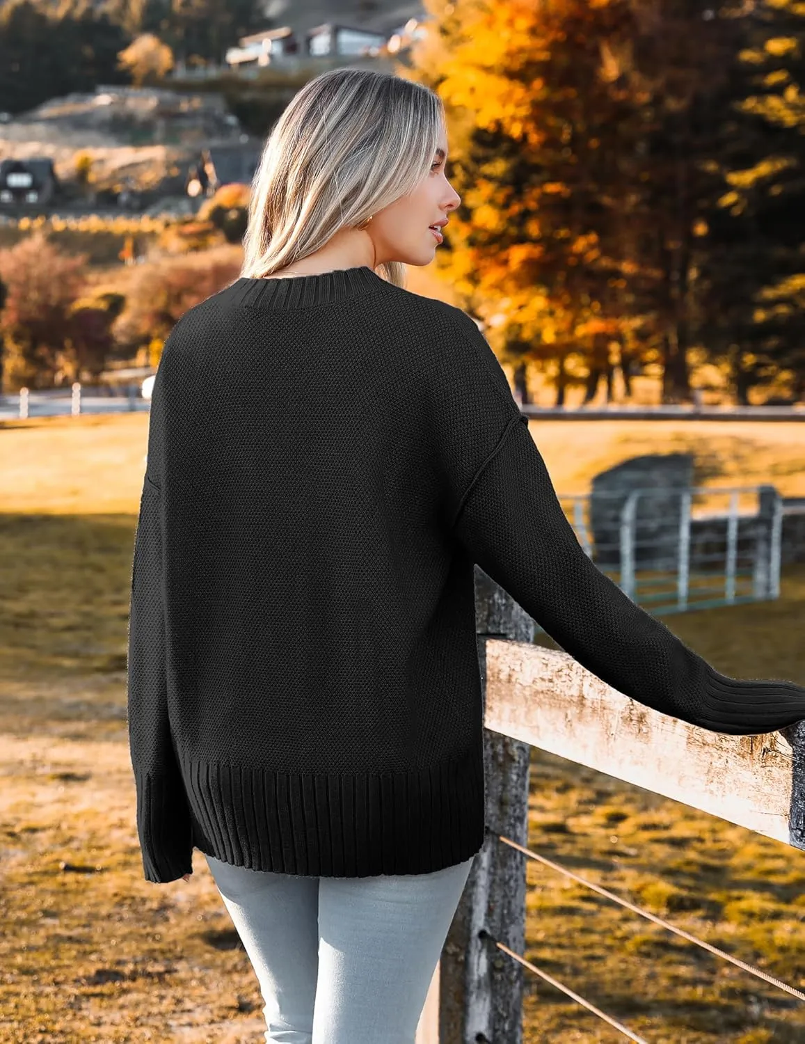 Zeagoo Women's Cardigan 2024 Fall Winter Open Front Oversized Button V Neck Loose Soft Knit Sweater